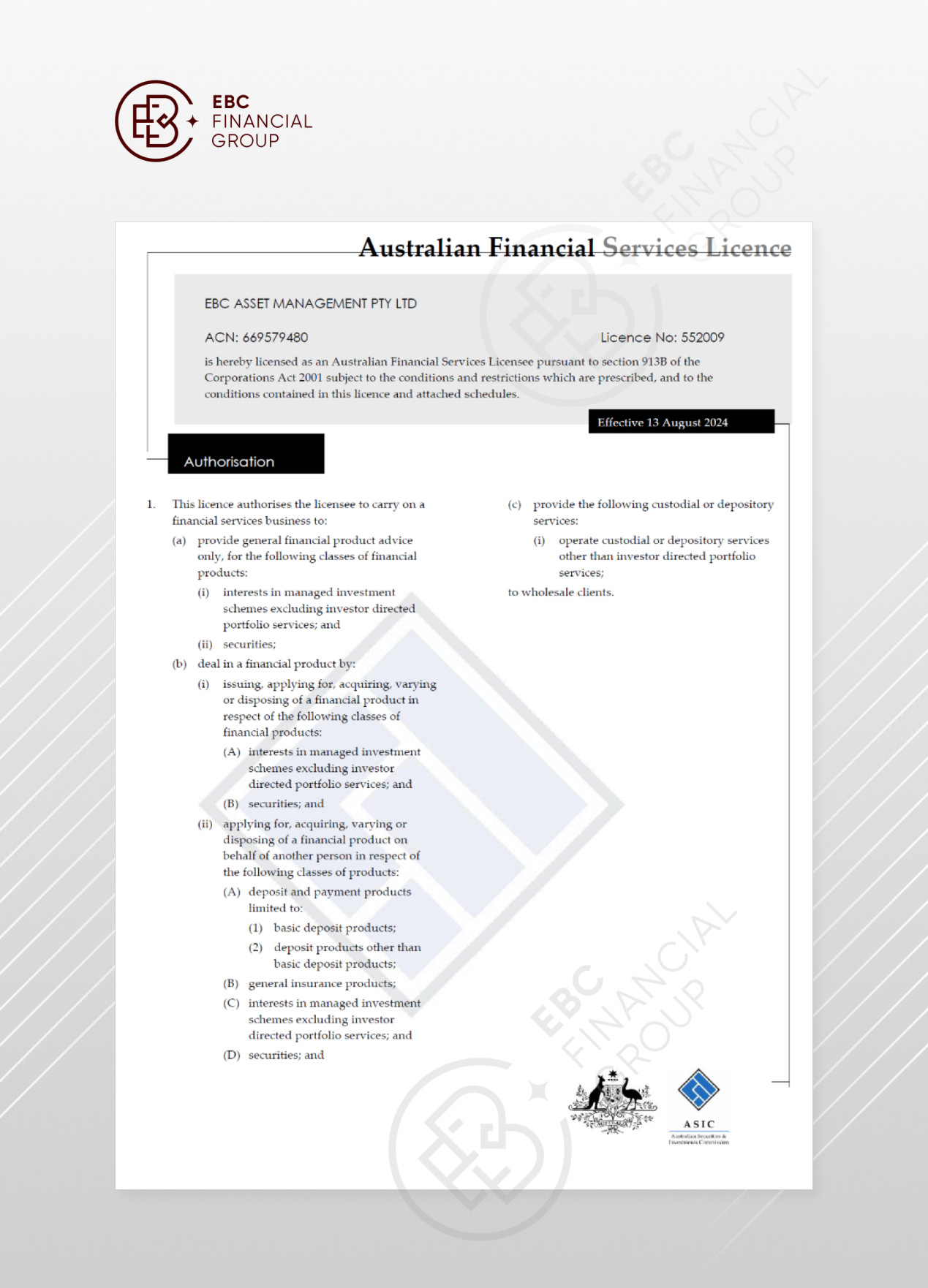 Australian Financial Services Licence