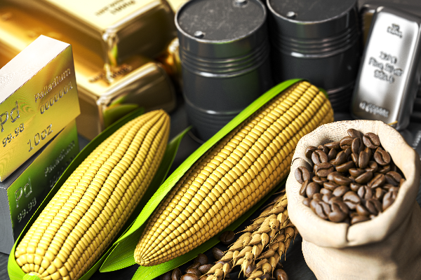 Commodities: Crude oil, gold, silver, palladium, wheat corn and coffee beans