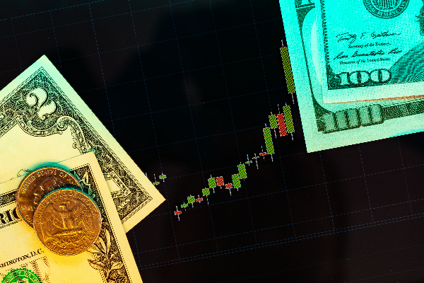 US Dollar Bank Notes with Trading Background