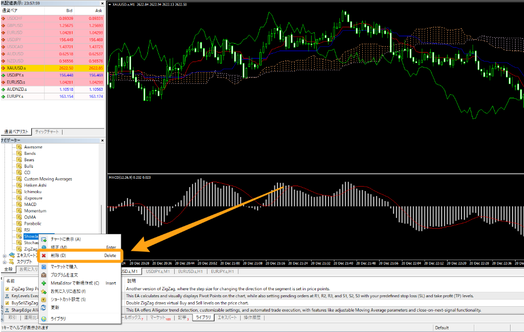 外部インジケーターをMT4から削除する方法 - ebc