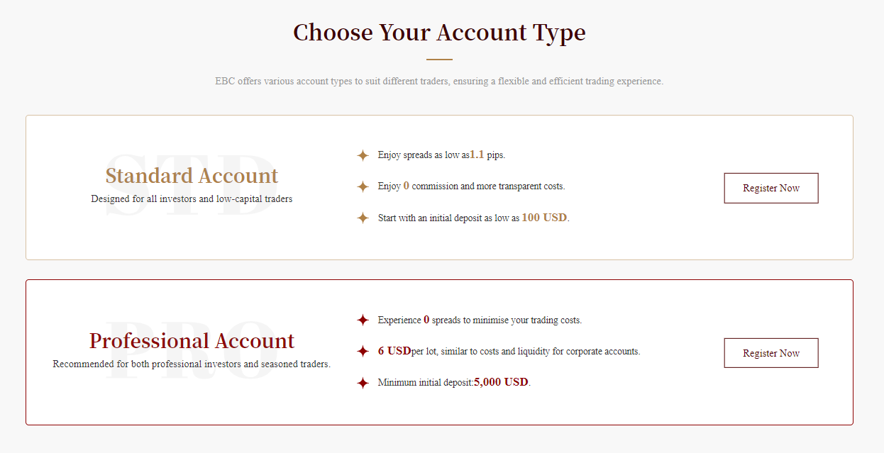 EBC Trading Account Type-ebc