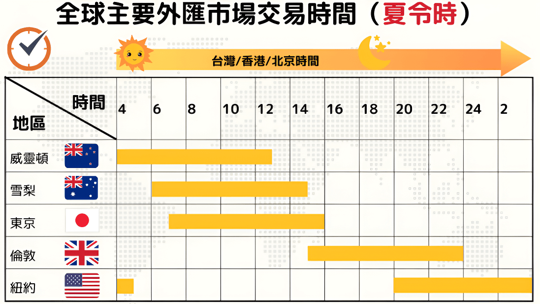 全球主要外匯市場交易時間