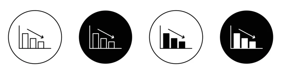 Chart arrow down icon set-EBC