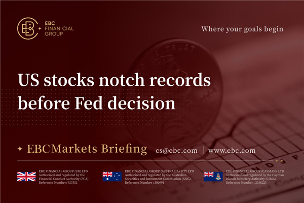 Saham AS mencatat rekor sebelum keputusan Fed