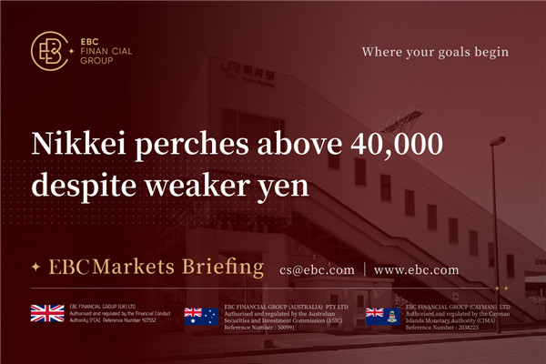 Nikkei Perches Above 40,000 Despite Weaker Yen