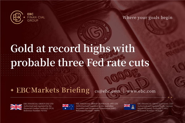 Gold at record highs with probable three Fed rate cuts