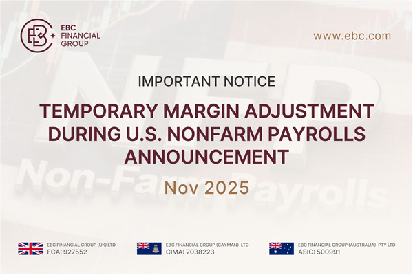 Aviso importante: Ajuste temporário de margem durante o anúncio do relatório de empregos não agrícolas dos EUA (nonfarm payroll EUA).